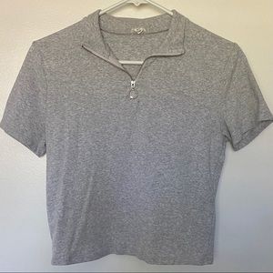 Garage Gray Quarter Zip Short Sleeve Shirt